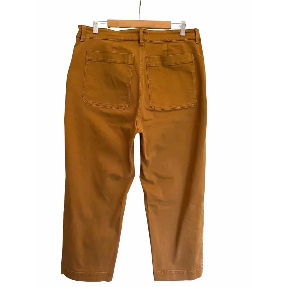 Everlane Women’s 16 Straight Leg Crop Pants Ultra High Rise Ochre Stretch Cotton